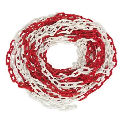 Red & White Plastic Chain - 25m x 6mm - High Voltage Exclusion Zone - Safety