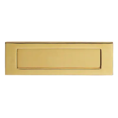 Inward Opening Letterbox Plate 242mm Fixing Centres x 95mm Polished Brass