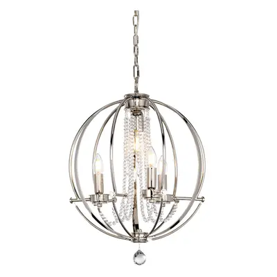 3 Bulb Chandelier LIght Highly Polished Nickel Finish Plated LED E14 60W