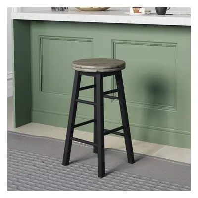 (Black) Wooden Revolving Swivel Dining Kitchen Bar Stool