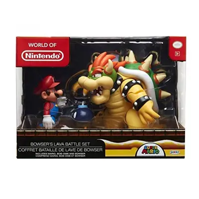 Nintendo Super Mario, Bowser, BOB - OMB , Figure (3 Pack), Bowser Vs Mario Diorama Set