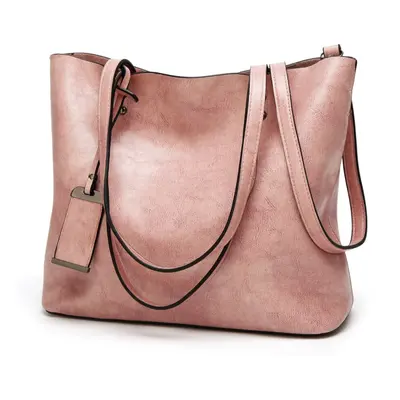 (pink) Elegant Women Leather Handbag Versatile Tote Shoulder And Crossbody Bag