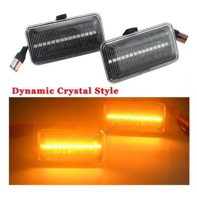 (Dynamic Crystal Type) 2Pcs Dynamic LED Side Marker Light Turn Signal Blinker Lamps For VW Passa