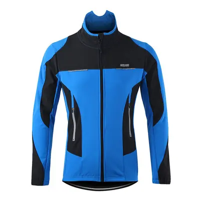 (15F blue, XL) Men Fleece Thermal Winter Cycling Jacket Windproof Waterproof MTB Coat Bike Jerse