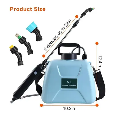 (Blue) 5L Electric Sprayer Garden Automatic Atomization USB Rechargeable Plant Sprayer Bottle Sp