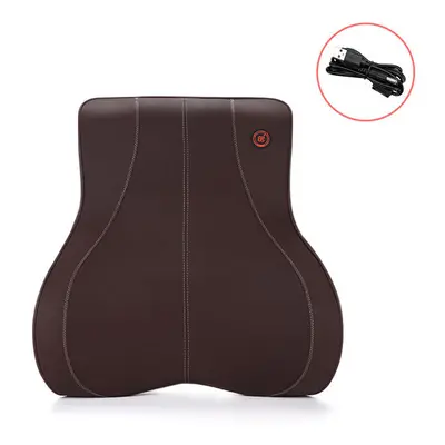 (Coffee-Waist) Car Massage Heat Neck Support Pillow Seat Back Support Headrest Pillow