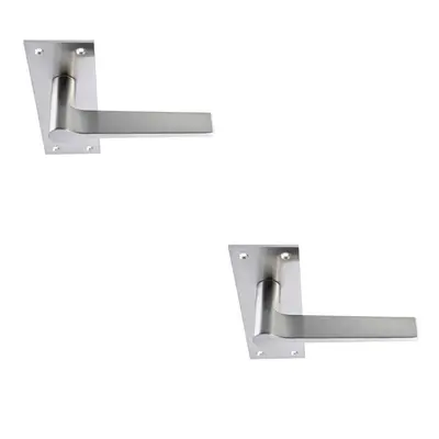 2x PAIR Flat Straight Handle on Slim Bathroom Backplate x 50mm Satin Nickel