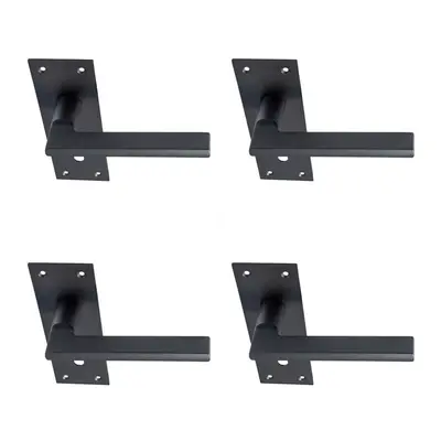 4x PAIR Straight Bar Handle on Slim Lock Backplate x 50mm Matt Bronze