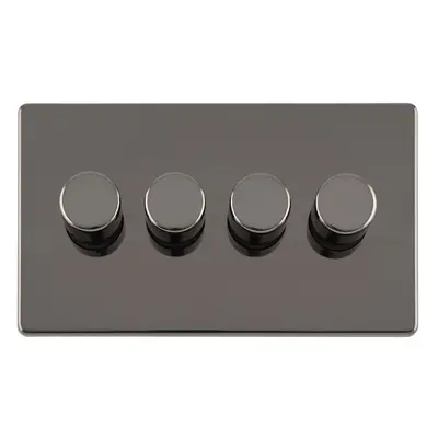 4 Gang Rotary Dimmer Switch Way LED SCREWLESS BLACK NICKEL Light Dimming Wall