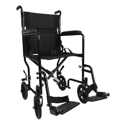 Compact Attendant Propelled Lightweight Aluminium Transit Wheelchair - Black