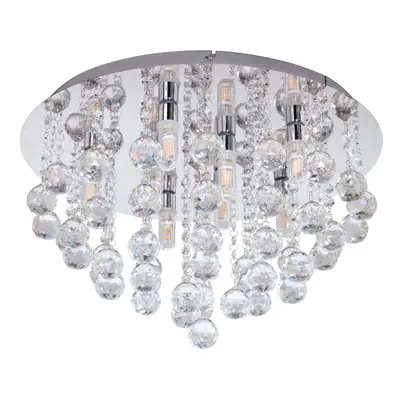 Flush Bulb Ceiling Light IP44 Colour Chrome Clear Crystal Bulb G9 8x3W Incl