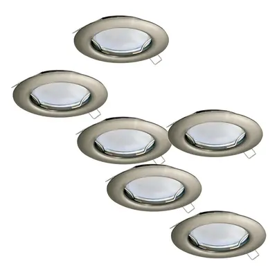 2 PACK PACK Flush Ceiling Downlight Satin Nickel Steel 3x 3W GU10 Bulb