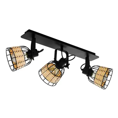 Adjustable Bulb Ceiling Spotlight Black Wicker Shade 40W E27 Kitchen Island