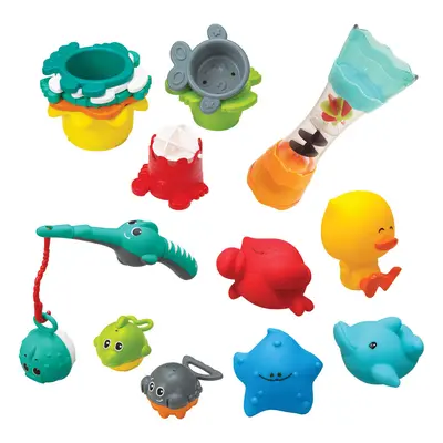 Infantino Splish Splash Bath Play Set Fishing Rod Sea Pals Bath Squirters Stacking Cups Fill Spi