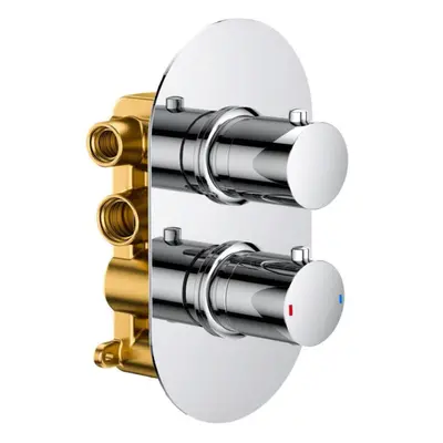 Modern Chrome Round 2-Way Concealed Thermostatic Shower Mixer Valve