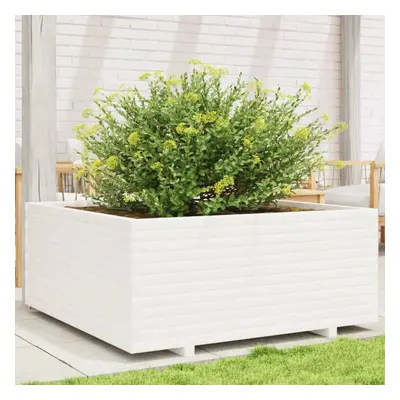 vidaXL Garden Planter White 110x110x49.5 cm Solid Wood Pine