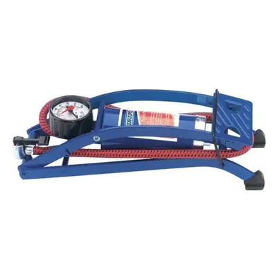 Draper Single Cylinder Foot Pump with Pressure Gauge, 29.6cm x 9.8cm x 8.6cm,Blue