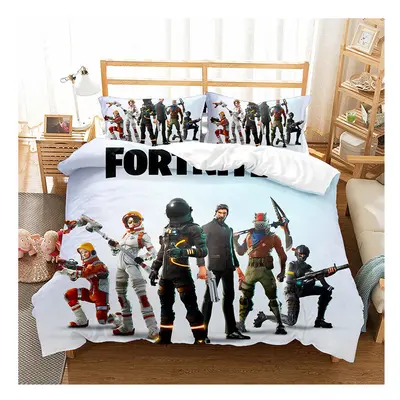 (Double(200x200 cm), 10) Fortnite Bedding Single Double Cartoon Quilt Cover Kids Quilt Cover