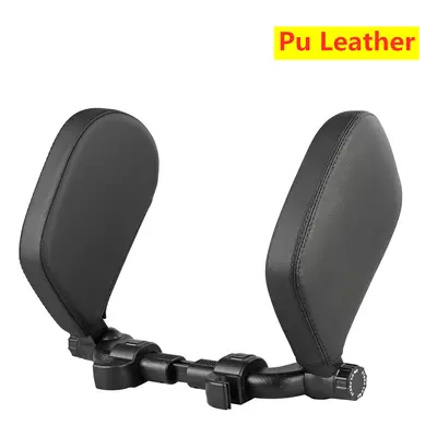 (L PU Black Black) Car Seat Headrest Pillow Travel Rest Neck Pillow Support Solution For