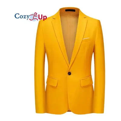 (yellow, 3XL) Cozy Up Men&apos;s Casual Blazer Jacket Slim Fit Sports Coat Business Suit Jackets