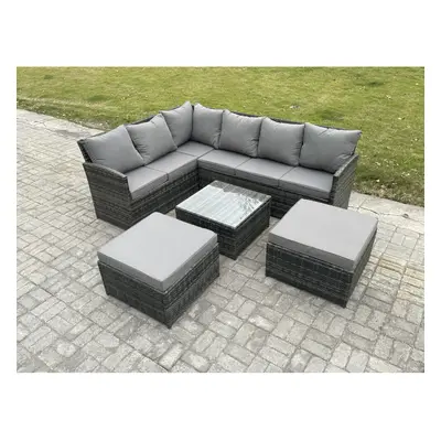 Fimous Seater Outdoor Garden Furniture Set Wicker PE Rattan Corner Sofa Set with Square Coffee T