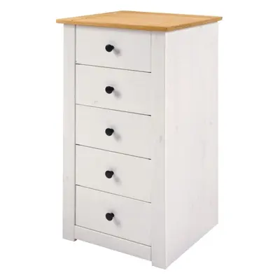 Panama Drawer Narrow Chest in White and Natural Wax Finish