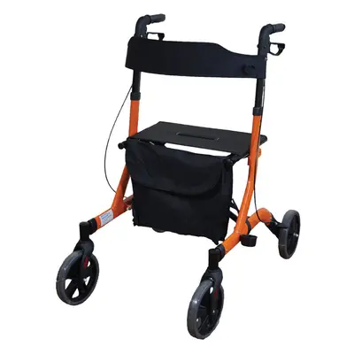 Orange Deluxe Ultra Lightweight Aluminium Wheeled Rollator Foldable Walker