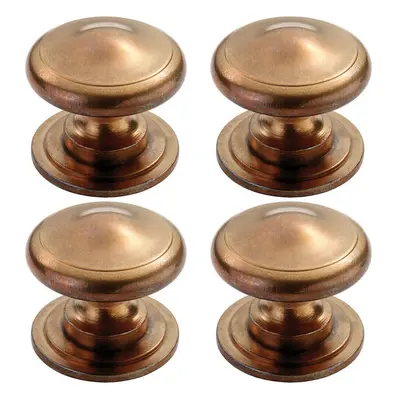 4x Cottage Cupboard Door Knob 38mm Diameter Solid Bronze Cabinet Handle