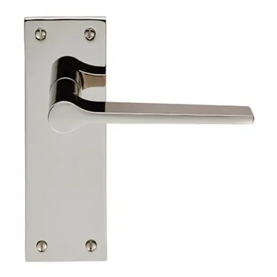 PAIR Flat Straight Handle on Slim Latch Backplate x 50mm Polished Nickel