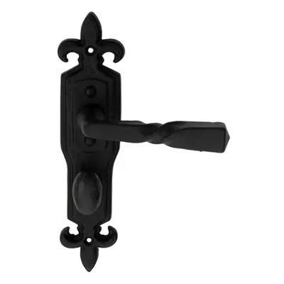 PAIR Forged Twisted Ornate Lever on Bathroom Backplate x 50mm Black Antique