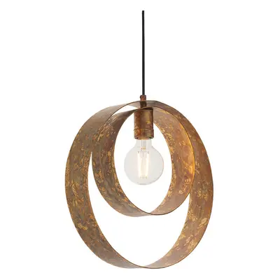 Hand Finished Gold Patina Ceiling Pendant Light - Dark Bronze Metalwork Fitting