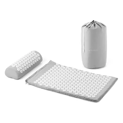 (L, Grey) Acupressure Mat and Pillow Set - Acupuncture Mat for Back, Neck