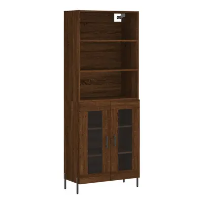 (brown oak, glass doors) vidaXL Highboard Sideboard Storage Cabinet Home Side Cabinet Engineered