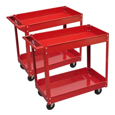 vidaXL 2x Workshop Tool Trolley kg Shelves Garage Transport Carrier Cart