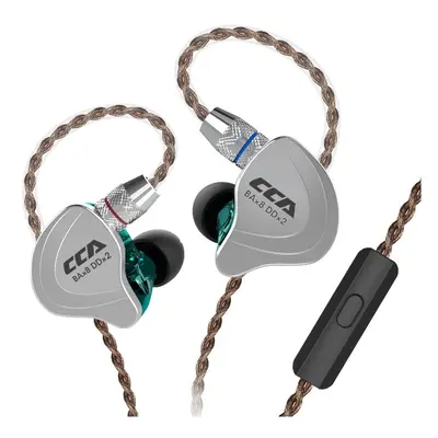 (Cyan mic) CCA C10 Headphones 4BA+1DD Hybrid Technology HiFi In Ear Music DJ Gamer