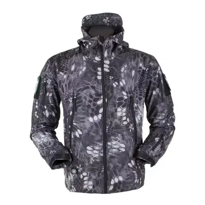 (Snake Camo Jacket, 4XL(105-115kg)) US Military Army SharkSkin SoftShell Tactical Windproof Wate