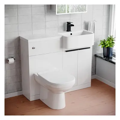 Nes Home RH Black Handles Basin Vanity Unit With Tap, WC Unit & Toilet