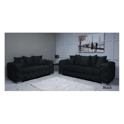 (Black Velvet, 3+2 Seater Sofa) Snooze Velvet Ashton Scatter Back and Seater Sofa Sets, Corner S