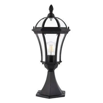 Outdoor Post Lantern Light Textured Black Vintage Garden Wall Porch Lamp LED