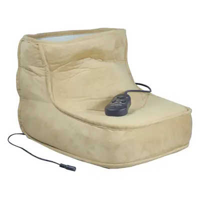 Dual Speed Electric Foot Massager - Beige Micro Suede Exterior - Remote Control