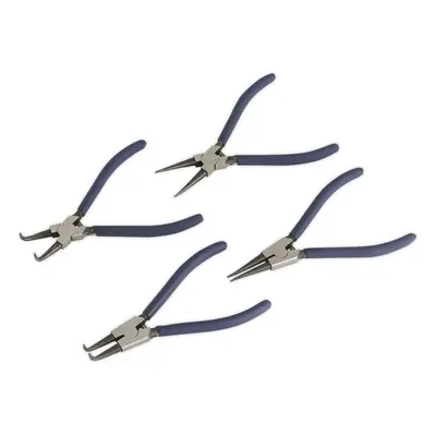 4 Piece Circlip Pliers Set - Spring Loaded Jaws - Hardened & Tempered Steel