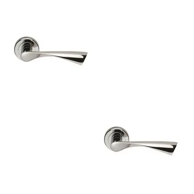 2x PAIR Angular Twisted Handle on Round Rose Concealed Fix Polished Chrome