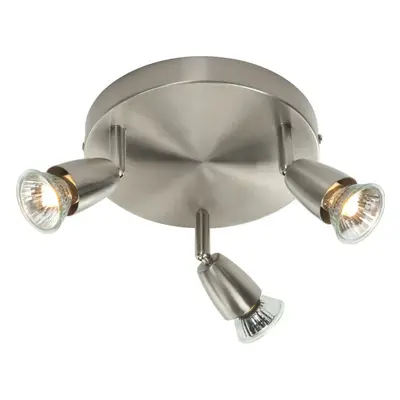 LED Adjustable Ceiling Spotlight Satin Nickel Triple GU10 Dimmable Downlight