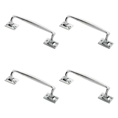 4x One Piece Door Pull Handle 250mm Length 54mm Projection Polished Chrome