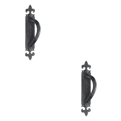 2x Offset Traditional Forged Pull Handle 263.5 x 67mm Black Antique Left Hand