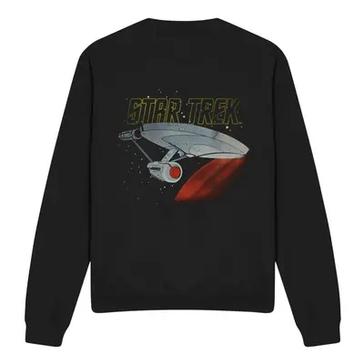 (L, Black) Star Trek Unisex Adult Enterprise Retro Sweatshirt