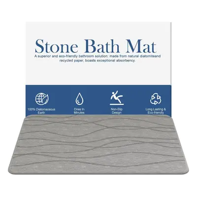 (39 x cm (Rectangular), Wave) Extra Large Stone Slab Bath Mat,80x50cm Diatomite Stone Bath