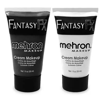 Mehron Makeup Fantasy F/X Water Based Face & Body Paint Black and White Face Paint Bundle