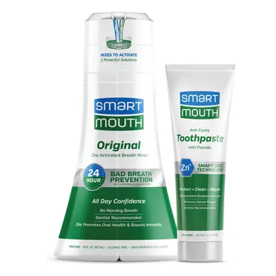 SmartMouth Premium Zinc Ion Toothpaste & Original Activated Mouthwash Combo - Whitening Toothpas