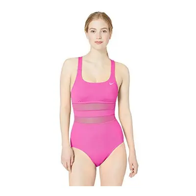 NIKE Swim Women's Standard Mesh Solid Edge V-Back One Piece Swimsuit